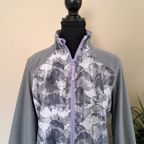 Mondetta Active Jacket Full Zip Stretch Performance Top Medium Grey Purple - Picture 2 of 13